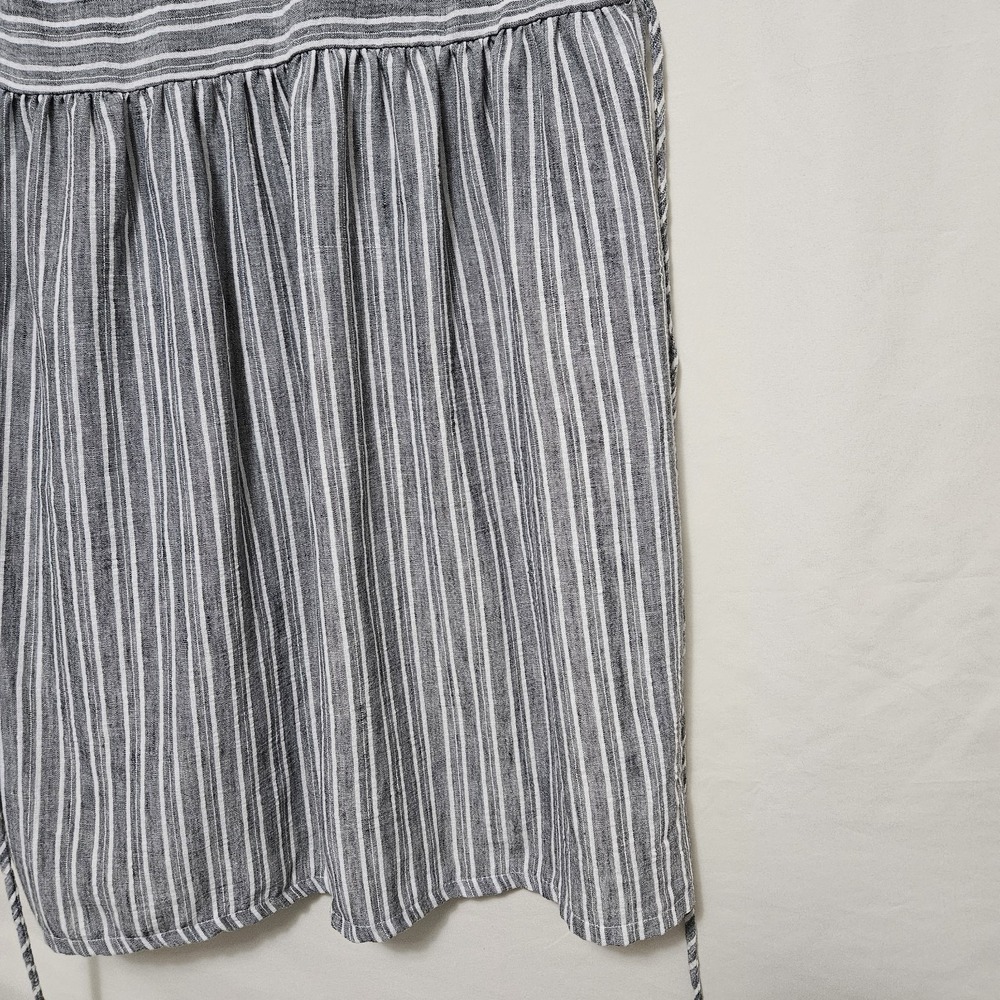 Espresso Shortsleeved A-line Dress Gray White Striped Pattern Button Sm Flaw - Picture 13 of 13